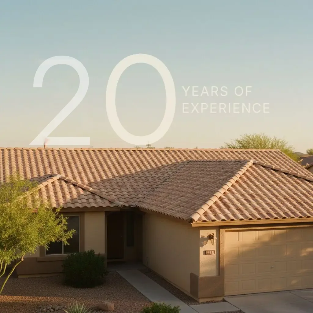 Classic Arizona home with terracotta S-tile hip roof